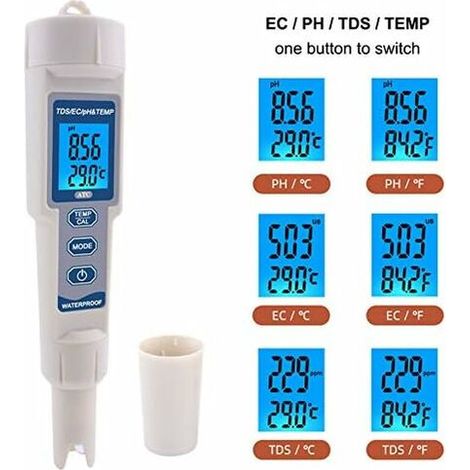 Misuratore portatile a penna TDS/EC/TEMP/PH quattro in uno (1/5)