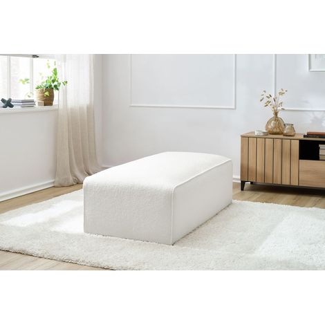 BOBOCHIC - Pouf pour canapé modulable MEGEVE tissu bouclette Blanc (1/5)