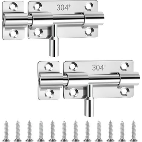 2pcs Loquet Porte Inox 304 2Pcs Serrure Verrouillage Fermeture Sécurisée à Installation Facile pour Porte Garage Portail Sécurisé avec Système d'Insertion Verrouillée Résistant à la Rouille (1/5)
