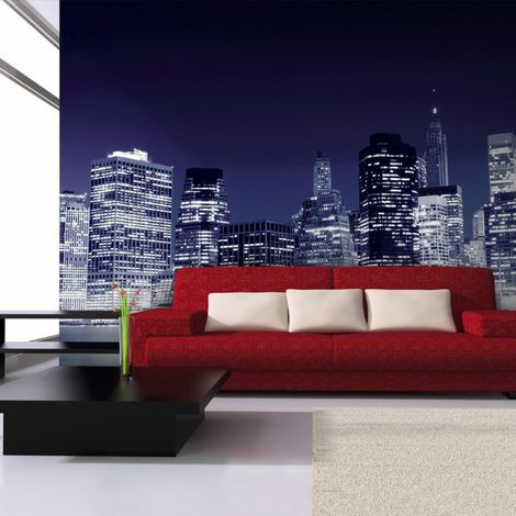 Papier peint panorama de manhattan la nuit, new york city - 400 x 309 cm