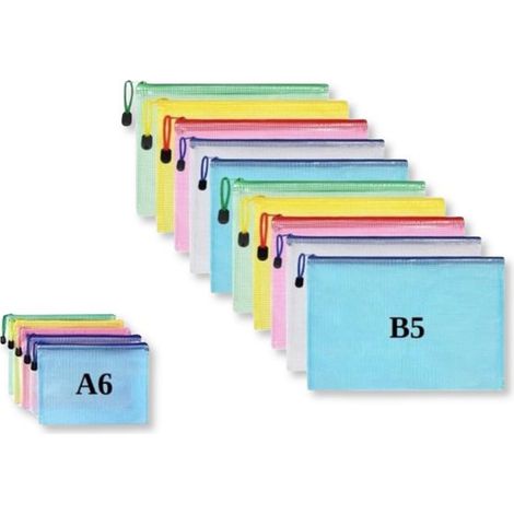 15 Bolsas/Bolsillos/Bolsas de Almacenamiento Impermeables con Cremallera - 10 Tamaño B5 + 5 Tamaño A6 - Combinación aleatoria