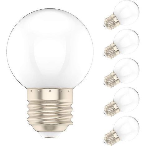 5 ampoules LED E27 blanc chaud 1 W, 100 lm, basse consommation, décoratives, AC 220-240 V [Classe énergétique A+] (1/5)