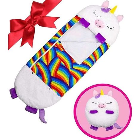 Oreiller et sac de couchage 2 en 1 pour enfants - Motif licorne blanche - 3 à 6 ans (1/4)