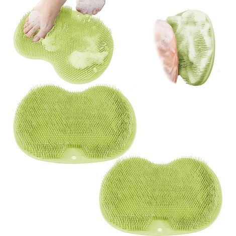 Lot de 2 tapis exfoliants pour les pieds avec ventouses antidérapantes. pour la douche et le bain. (1/5)