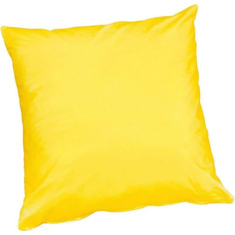 Housse de Coussin en Coton Brillant 40x40 cm Taie d'oreiller Fermeture éclair - Jaune (1/2)