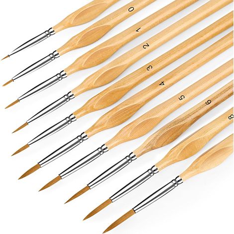 Ensemble de pinceaux fins, 10 pinceaux de détail, pinceaux fins, ensemble professionnel pour peinture miniature, ensemble de pinceaux micro-détail pour acrylique, huile, aquarelle, peinture par numéro (1/5)