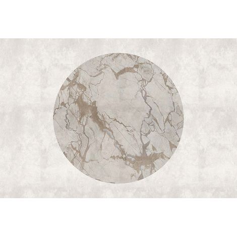 Papier peint panoramique à motif rond gris Tapisserie panoramique beige pour salle à manger Papier peint panoramique imitation marbre (1/2)