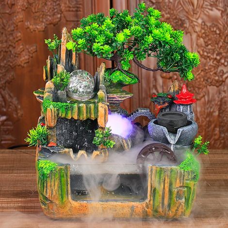 Zimmerbrunnen Desktop Brunnen Vernebler Luftbefeuchter Nebler Dekor Wohnzimmer Meditation Garten Pflanze Wasserfall Geschenk Raumdekoration (1/5)