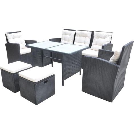 vidaXL Poly Rattan Gartenmöbel Set 6-TLG. Sitzgruppe wasserdicht mit Tisch (1/5)