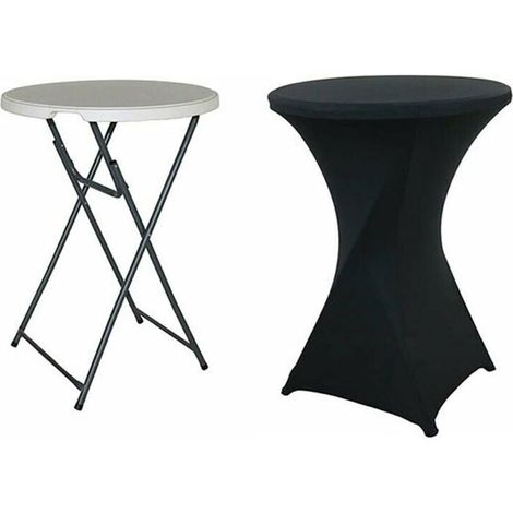 Nappes à Coins carrés Extensibles en Spandex pour Cocktail 80x110cm Table Haute ajustée Noire, Nappe Ronde pour Cocktail pour Table de Banquet de Cocktail de Mariage (Noir) (1/5)