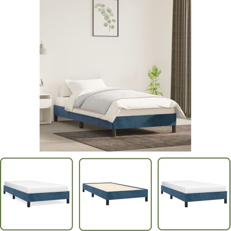 The Living Store Bettgestell ohne Matratze Dunkelblau 90x190 cm Samt - Samtbettwäsche - Doppelbett - Boxspringbett - Bettrahmen - Nachttisch (1/5)