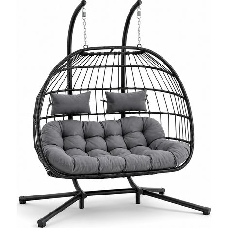 Silla Colgante Doble Huevo 2 Personas Gris