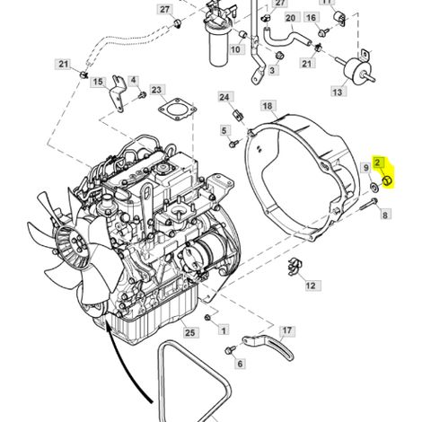John Deere 54D 60D 1023E Motordeckel-Sicherungsmutter 14M7367