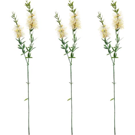 Fleurs artificielles lot de 3 tiges rouges forme goupillon 2 têtes aspect naturel décoration mariage intérieur hôtel réaliste (1/5)