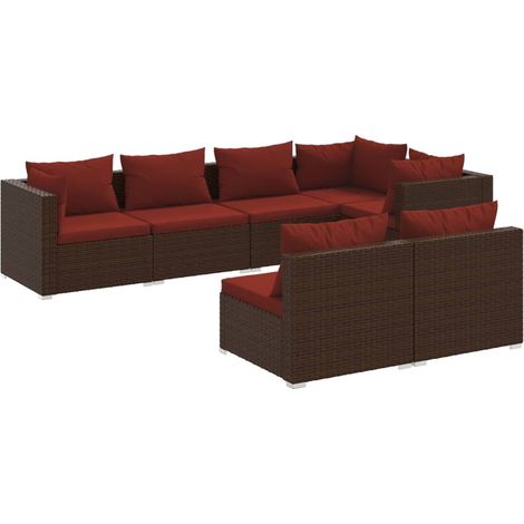 Maison Exclusive - 7-tlg. Garten-Lounge-Set mit Kissen Braun Poly (1/5)