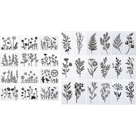 Lot de 30 pochoirs à fleurs pour peinture en aérosol, à utiliser soi-même pour décorer murs, fenêtres et sols.