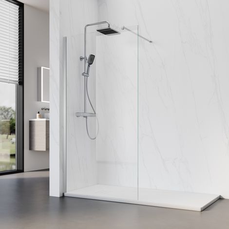 ELEGANT 1000mm Wetroom Shower Screen Panel Walk in Shower Enclosure 8mm Easy Clean Glass