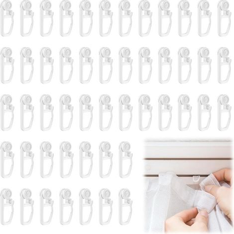 100 crochets et rails pour rideaux, blancs, accessoires pour embrasses de rideaux. (1/5)