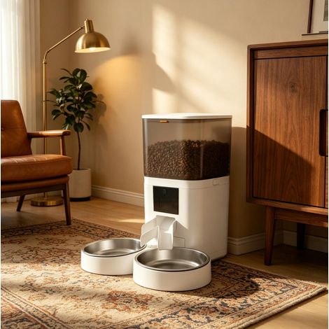 Automatischer 6-L-Futterspender mit 2 Edelstahlnäpfen für Katzen, Tuya-WLAN (1/5)