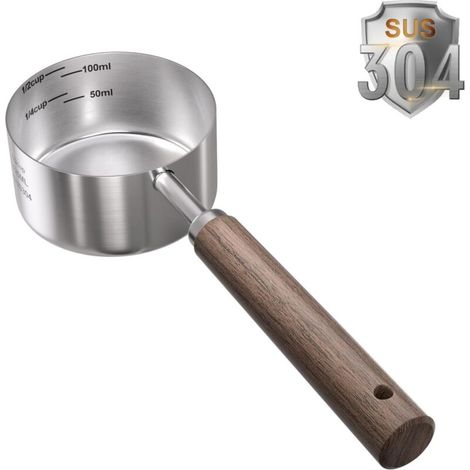 304 Stainless Steel Coffee Measuring Spoon, 1/2 Cup (120 ml), Walnut Wood Handle, Precise Measuring Spoon for Ground Coffee, Kitchen Measuring Cups, Coffee Accessory (1/5)