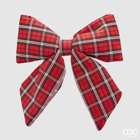 EDG Enzo De Gasperi Fiocco di Natale Lino Tartan 28 x 36 Cm White Red