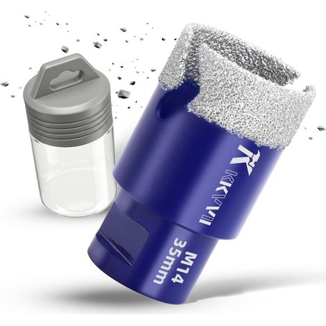 Carrelage Diamant 35mm Scie Cloche Diamantée Trépans de Forage Avec Brasé Sous Vide et Filetage M14 pour Granit Porcelaine Céramique Marbre, pour Meuleuse d'angle (1/5)