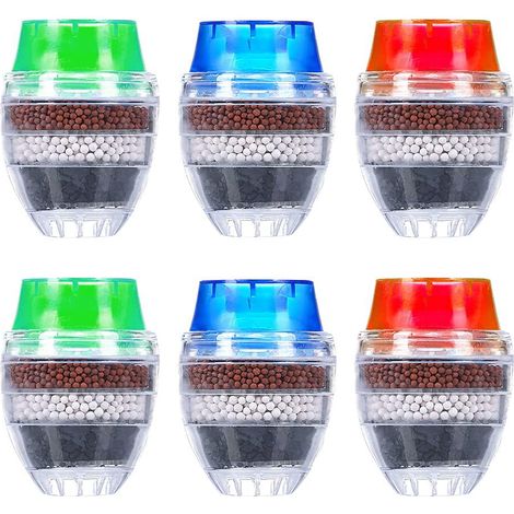 6 filtres à charbon actif pour robinets (6 couches de filtration), cartouche purificatrice d'eau, filtre universel pour robinet de cuisine avec cartouche (1/5)