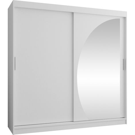 Armoire Hartford 507, Blanc, 200x200x62cm, Portes d'armoire: Coulissantes, Nombre d'étagères: 0