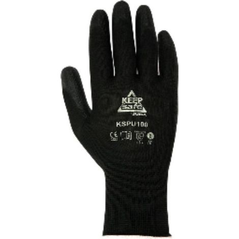 FPLUS guante poliest.negro t-9 kspu100 , KEEP SAFE
Guante sin costuras de poliéster recubierto de poliuretano en la palma