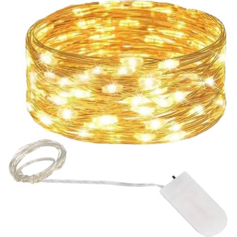Guirnalda de luces para árbol de Navidad con cable, 10 LED blanco cálido, funciona con pilas TG66259-2 (1/5)