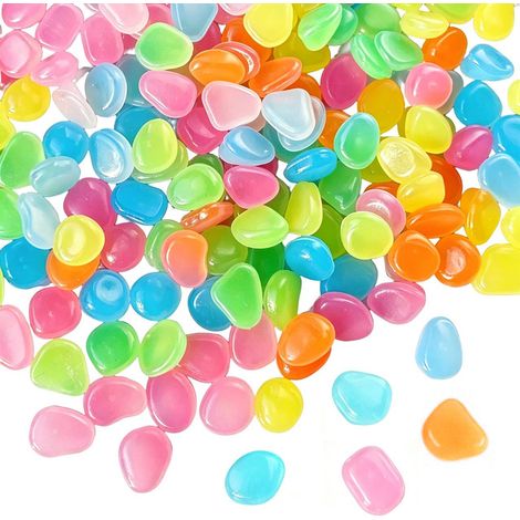 Galets Lumineux Phosphorescents Pierres Lumineuses Colorées Décoration pour Jardin Allée Aquarium Pot de Fleurs