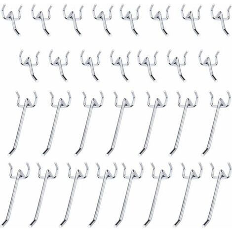 30 Pcs Panneaux Perforés Crochets Métal Crochets pour Panneau perforé accessoires-10 cm et 5 cm Crochet Simple Ensemble Pour Les Garages, Les Remises à Outils,Les Ateliers-RAPANDA (1/4)