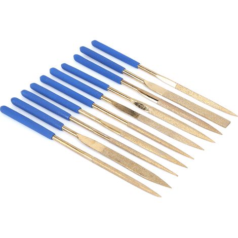 Ensemble de 10 limes diamantées aiguilles en acier plaqué titane 5 x 180 mm pour le limage et la découpe (1/5)