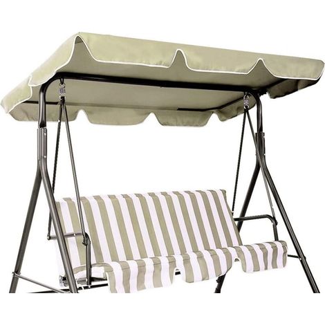 Outdoor Swing Chair Canopy Replacement Waterproof 600D Oxford Cloth Thickened Canopy for Garden Swing Fits 2 Seater Swing Beige Color 142 120 15CM (1/5)