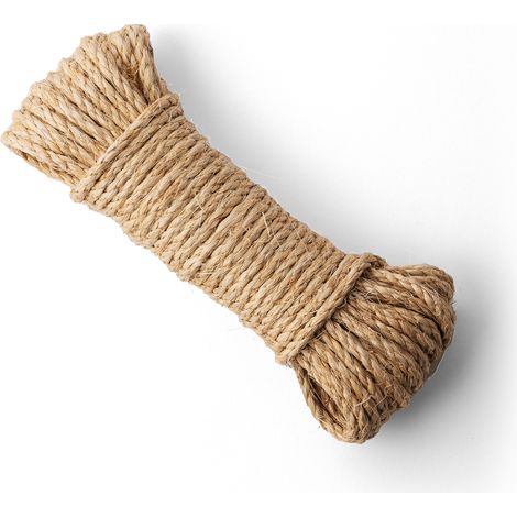 SNURO Corde Sisal (6 mm, 20 m) pour Arbre à Chat ou Griffoir pour Animaux et Décoration - Corde Sisal 100 % Naturel de la Plante Agave - Diamètre 6 mm
