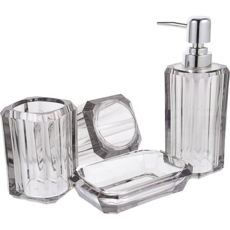 d accessoires de salle de bain comprenant un porte savon un