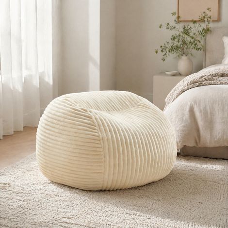 Poltrona bean bag per adulti beige con memory foam e tessuto morbido OKWISH (1/5)