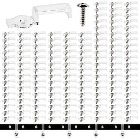 150 clips for 10mm LED strip, fixing clips for LED strip, with screws, suitable for 10mm wide LED strips. (1/5)