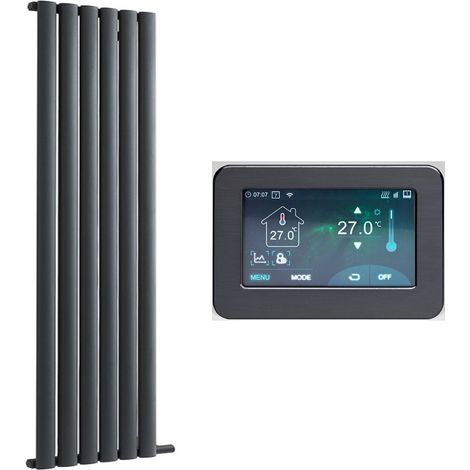 Hudson Reed Vitality Ardus - Radiateur Électrique à Inertie Sèche avec Thermostat Wi-Fi Tactile - Anthracite - 178cm x 35.4cm (1/5)