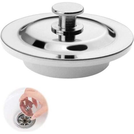 Tappo universale per vasca da bagno, resistente e anticorrosione, adatto per aperture di scarico da 42 a 44 mm, realizzato in acciaio inossidabile, adatto per vasche da bagno, lavandini e cucine. (1/4)