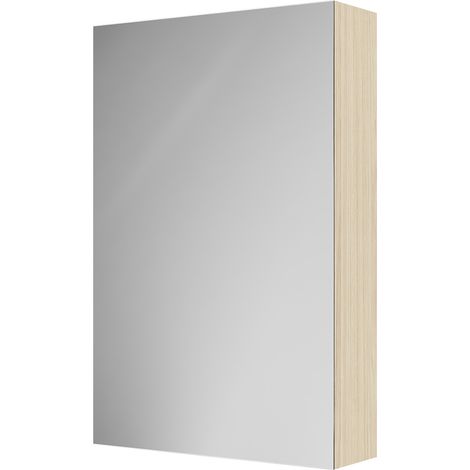 Napoli Light Oak 500mm Wall Mounted Mirrored Cabinet - 500mm -
