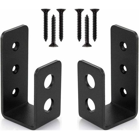 Supports de porte acier robuste 2x4 barre de sécurité U - Lot de 2 (1/4)