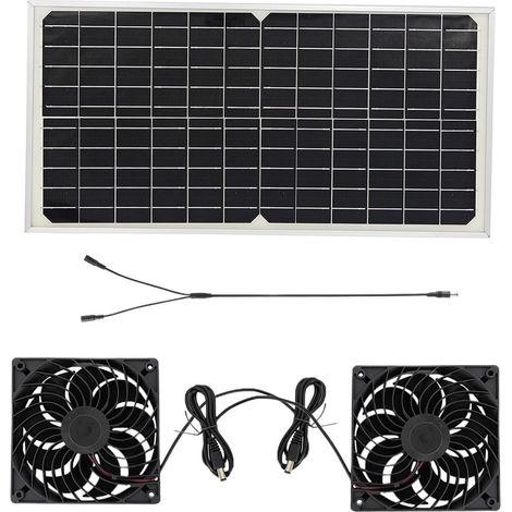 Ventilateurs Solaires D'Extérieur 16 watts étanche puissant silencieux Système de ventilation solaire extérieur pour poulailler camping niche grenier garage atelier grange patio cour (1/5)