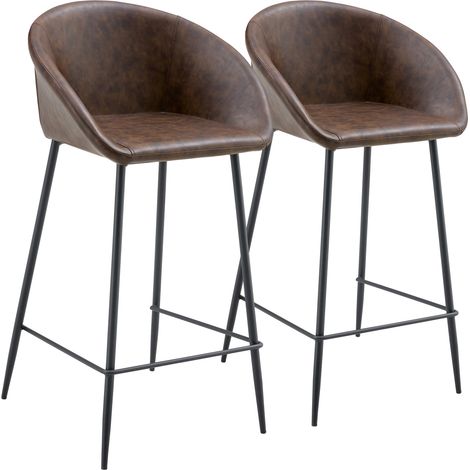 Set di 2 sgabelli da bar ACHILLE in similpelle marrone