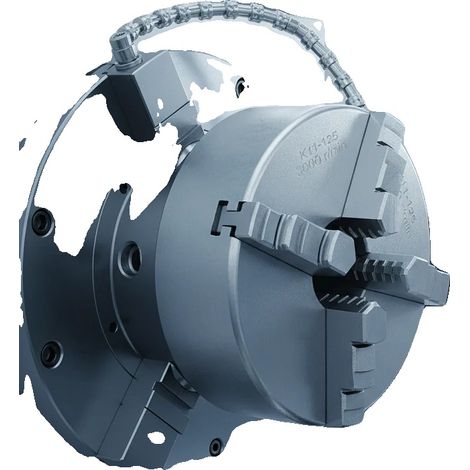 Mandrino autocentrante a 3 griffe per tornio, diametro 125 mm, velocità massima 3000 giri/min, diametro foro mandrino 30 mm, campo di serraggio interno 2,5-40 mm, campo di serraggio esterno 38-110 mm (1/5)