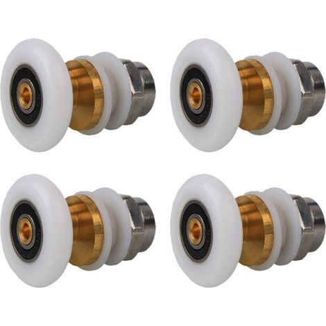Roulettes Porte de Douche 20 mm, Roulette Porte Coulissante Douche en Laiton 4 pièces pour Rouleau pour Remplacement de Douche Coulissante Verre Porte Coureurs Rouleaux (20 MM) (1/4)