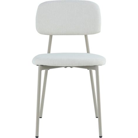 Lot 4 chaises tissu écru pieds métal taupe 44x43x80 cm AZRA