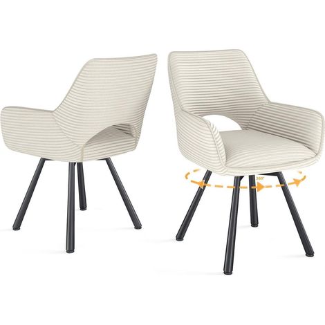 Esszimmerstühle 2er Set drehbar 360° mit Armlehne, Samt, Beige (1/5)