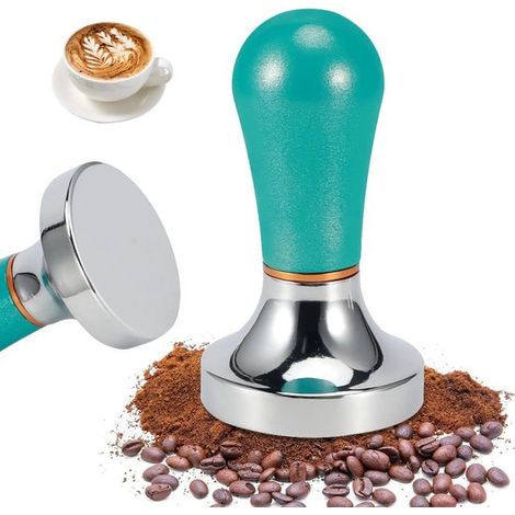 Kaffeetamper 57 mm, Sockel aus Aluminiumlegierung, Kaffeestempel, Espressostempel, Kaffeetamper, Siebhalter, Zubehör (hellblau) (1/5)