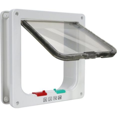 Chatière pour Chat,Magnétique Verrouillable 4 Modes pour Animaux Domestiques Chatons et Chatons Medium Blanc (1/4)